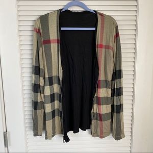Burberry Zip Reversible Jersey Knit Cardigan